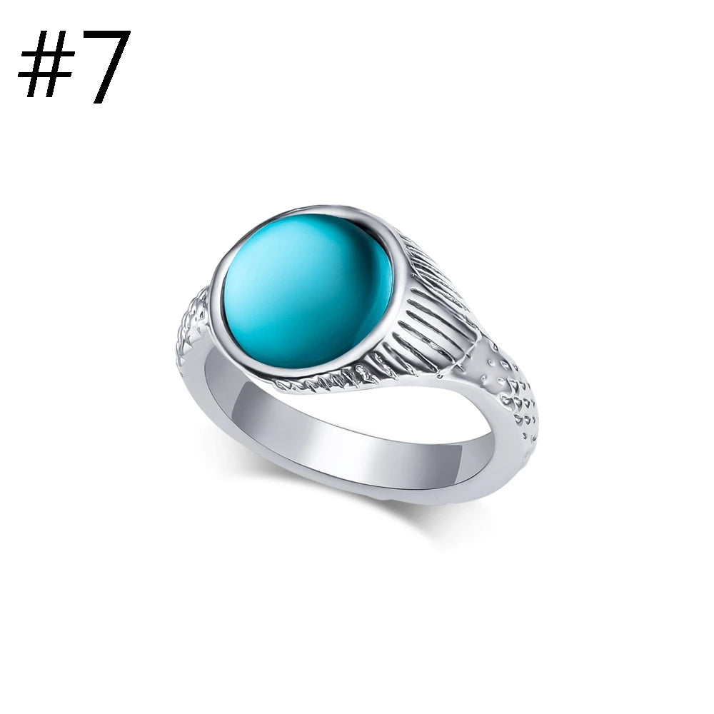 Classic Tv Drama Mako Mermaid Ring Retro Luxurious Inlay Crystal Jewelry for Island of Secrets Film Fans Accessories Present