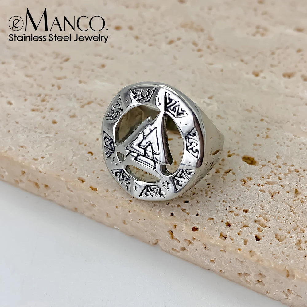 eManco Vintage Triangle Geometric Skeleton Ring Stainless Steel Fashion Men's Rings Punk Band Party  Jewelry 48 Hour Shipping