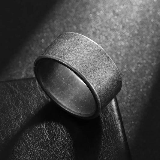 Vintage Silver Color Chunky Stainless Steel Rings for Men 8/10/12mm Gothic Punk Rock Hiphop Accessories Jewelry Gift