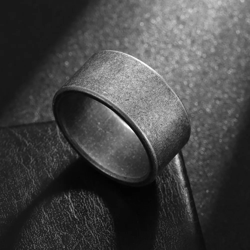 Hiphop 8/10/12mm Antique Silver Color Stainless Steel Rings For Men Women Retro Viking Rune Ring Punk Gothic Rock Biker Jewelry