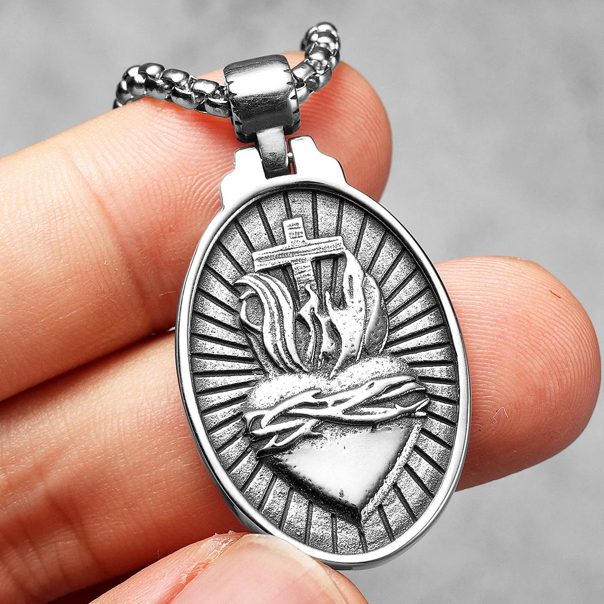 Christian Jesus Powerful Amulets Stainless steel Men Necklaces Pendants Chain For Women Jewelry Male Accessories Gifts Wholesale