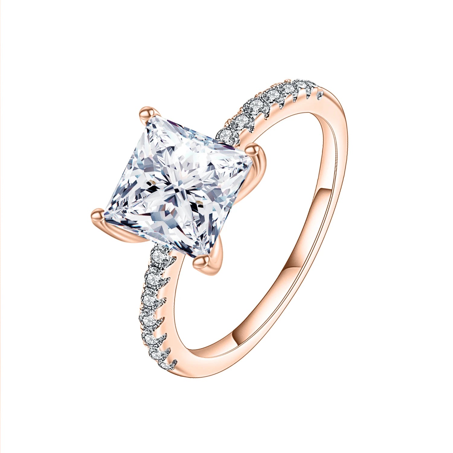 Gem's Ballet 1.49Ct Princess Cut Cubic Zirconia Wedding Ring 585 14K 10K 18K Gold 925 Silver Solitaire Engagement Ring For Women 925 Sterling Silver Rose Gold