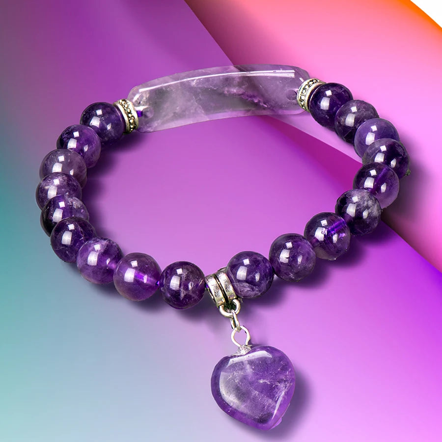 Natural Stone Crystal Bracelets Strand Heart Italian Charm Beaded Matching Love Moonstone Jade Summer For Women Jewelry Gift CYSL24E