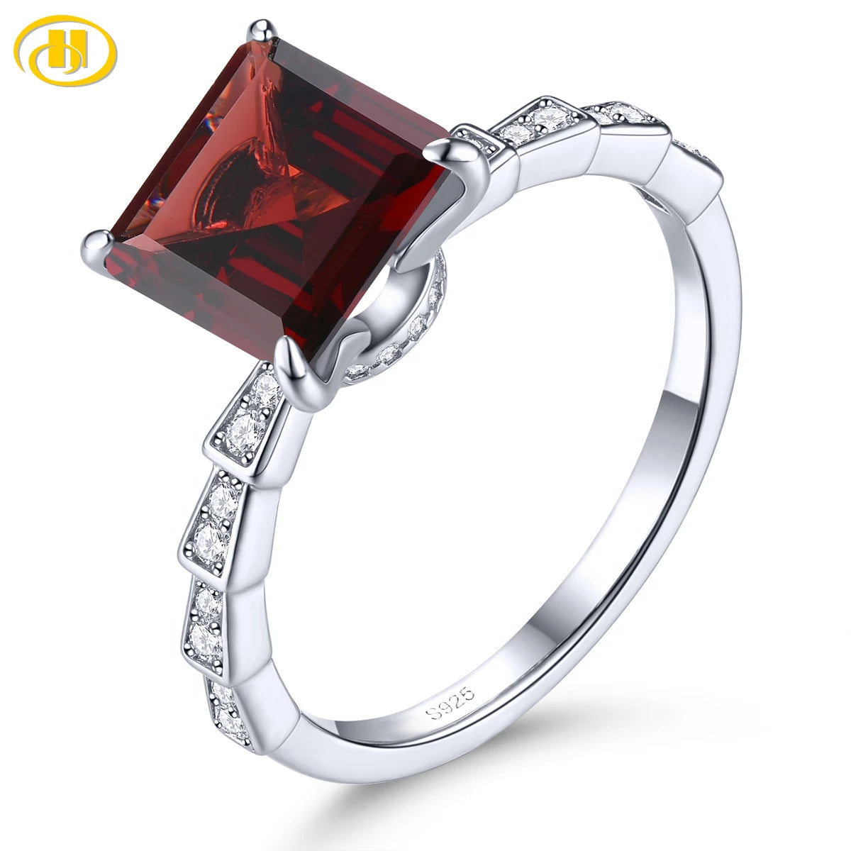 Natural Red Garnet Sterling Silver S925 Rings 1 Carat Genuine Gemstone Classic Simple Design Daily Style Fine Jewelry Gifts