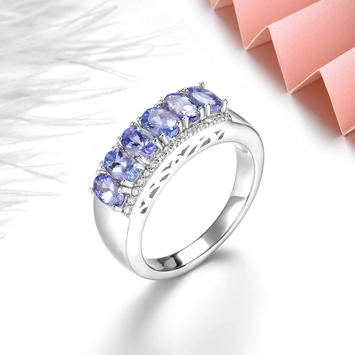 Natural Tanzanite Solid Silver Women's Ring 1.6 Carats Genuine Gemstone Romantic Exquisite Style S925 Fine Jewelry Top Quality