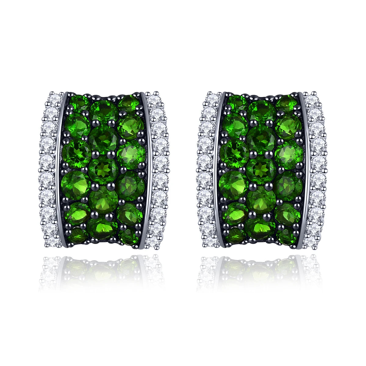 Natural Chrome Diopside Sterling Silver Clip Earring 3.5 Carats Genuine Gemstone Deep Green Women Classic S925 Fine Jewelrys Natural Diopside