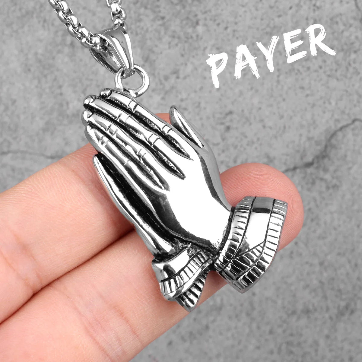 Paryer Hands Stainless Steel Men Necklaces Pendant Chain Cross Amulet Vintage New In For Women Fashion Jewelry Gifts Wholesale