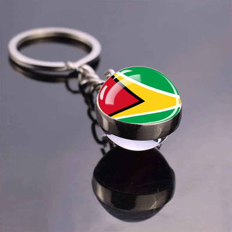 National Flag Keychains South America Countries Flag Glass Ball Key Chains Argentina Brazil Colombia Chile Keyring Jewelry Gift Guyana