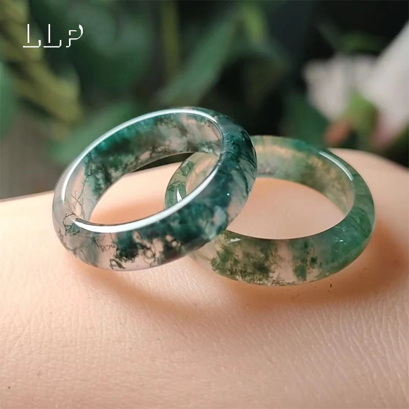 High-Quality Natural Aquatic Plant Jade Ring - Truly Jade Jewelry With Exquisite Aquatic Plant Patterns