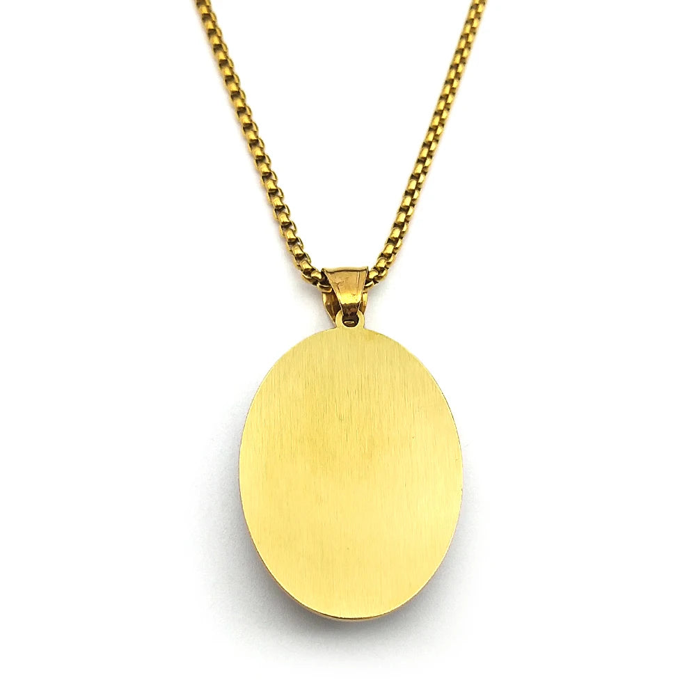 Christian San Judas Tadeo Glass Medal Pendant Necklace for Women Men Stainless Steel Gold Color Saint Jude Amulet Jewelry Gift