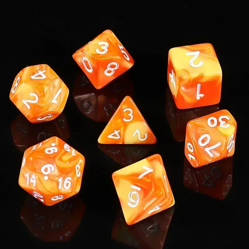 7 Pcs of Colorful Dice D20 D12 D10 D8 D6 D4 for DND Table Board Game Running Group Acrylic Digital Dice Set shor