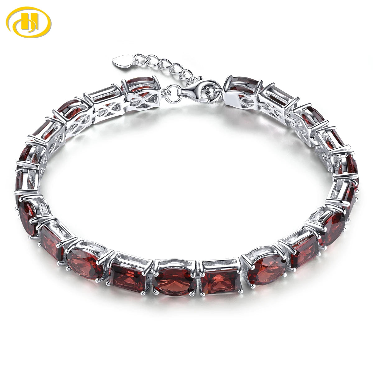 Natural Red Garnet Sterling Silver Bracelet 38.5 Carats Genuine Gemstone Luxury Gorgerous Fine Jewelrys S925 Anniversary Gifts 21cm