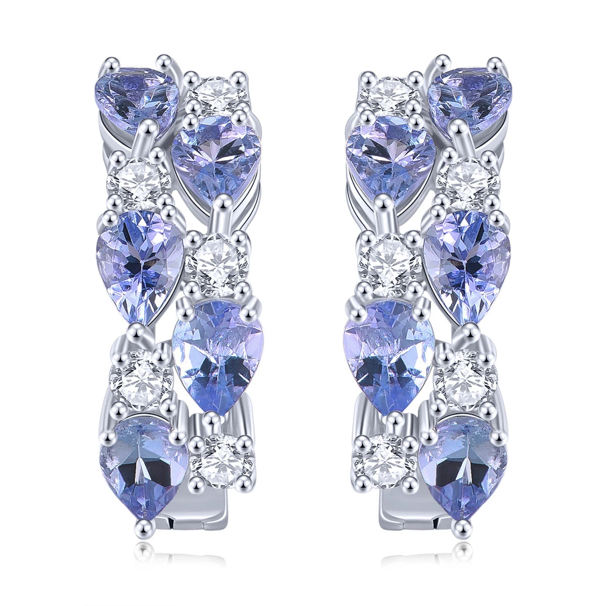 Natural Tanzanite Sterling Silver Clip Earring 1.3 Carats Genuine Light Blue Gemstone Romantic Style S925 Fine Jewelry Design Natural Tanzanite