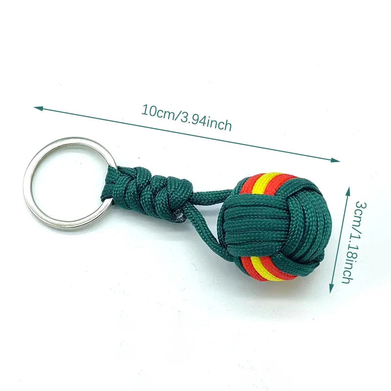 Military Parachute Woven Rope Ball Keychain Lanyard Key Ring Monkey Fist Key Chains Outdoors Survival Tool Jewelry