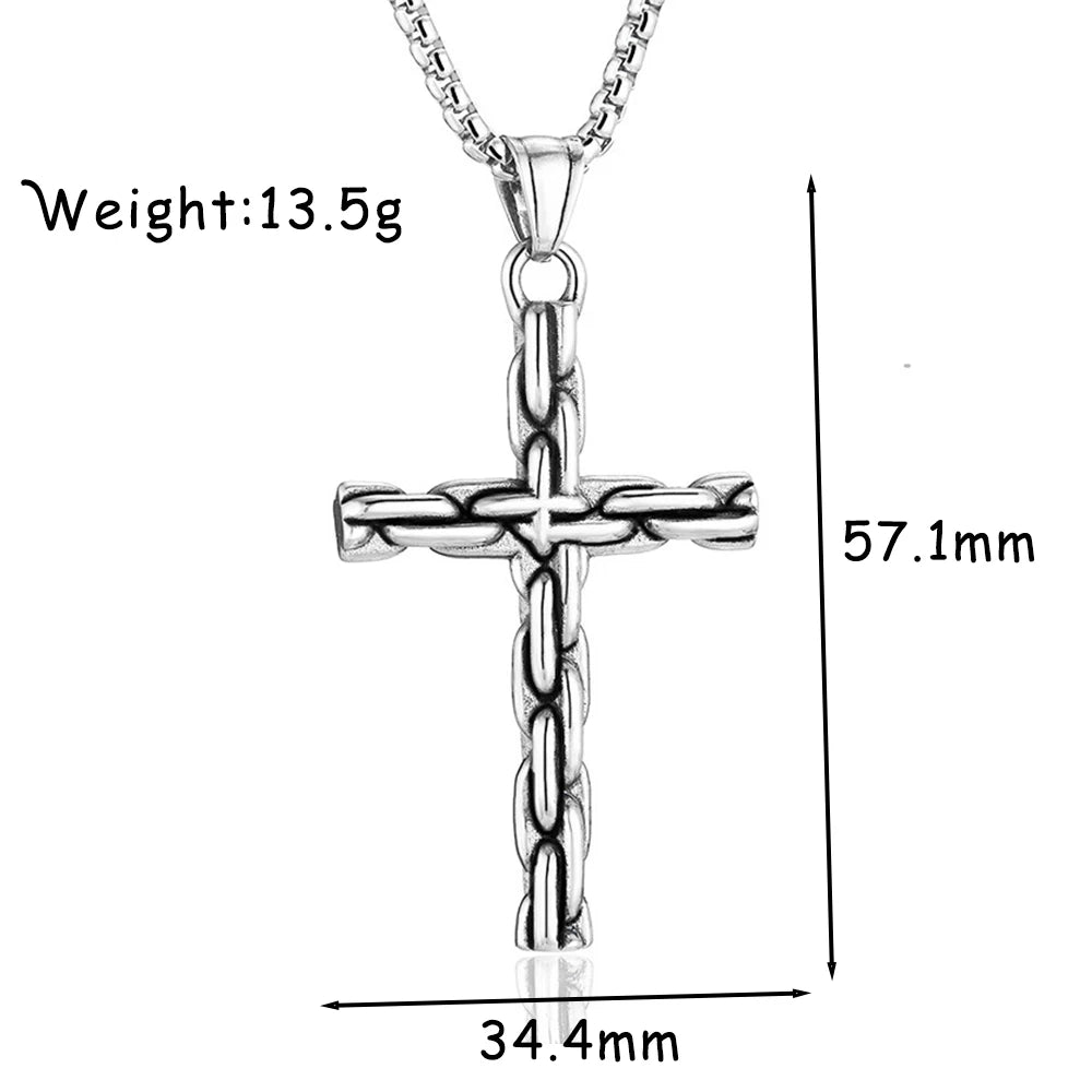 Fashion Simple Stainless Steel Cross Pendant Punk Hip Hop Unique Cross Necklace Creative Religious Amulet Jewelry Gift