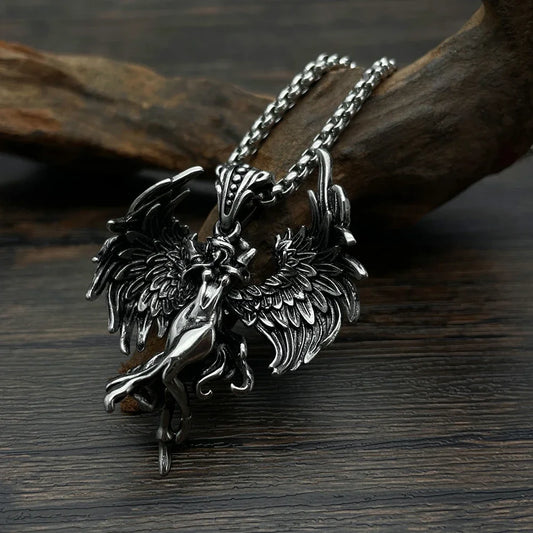 Fashion Stainless Steel Fallen Angel Necklace for Woman Punk Angel Wings Pendant Unique Simple Couple Gift Jewelry Accessories