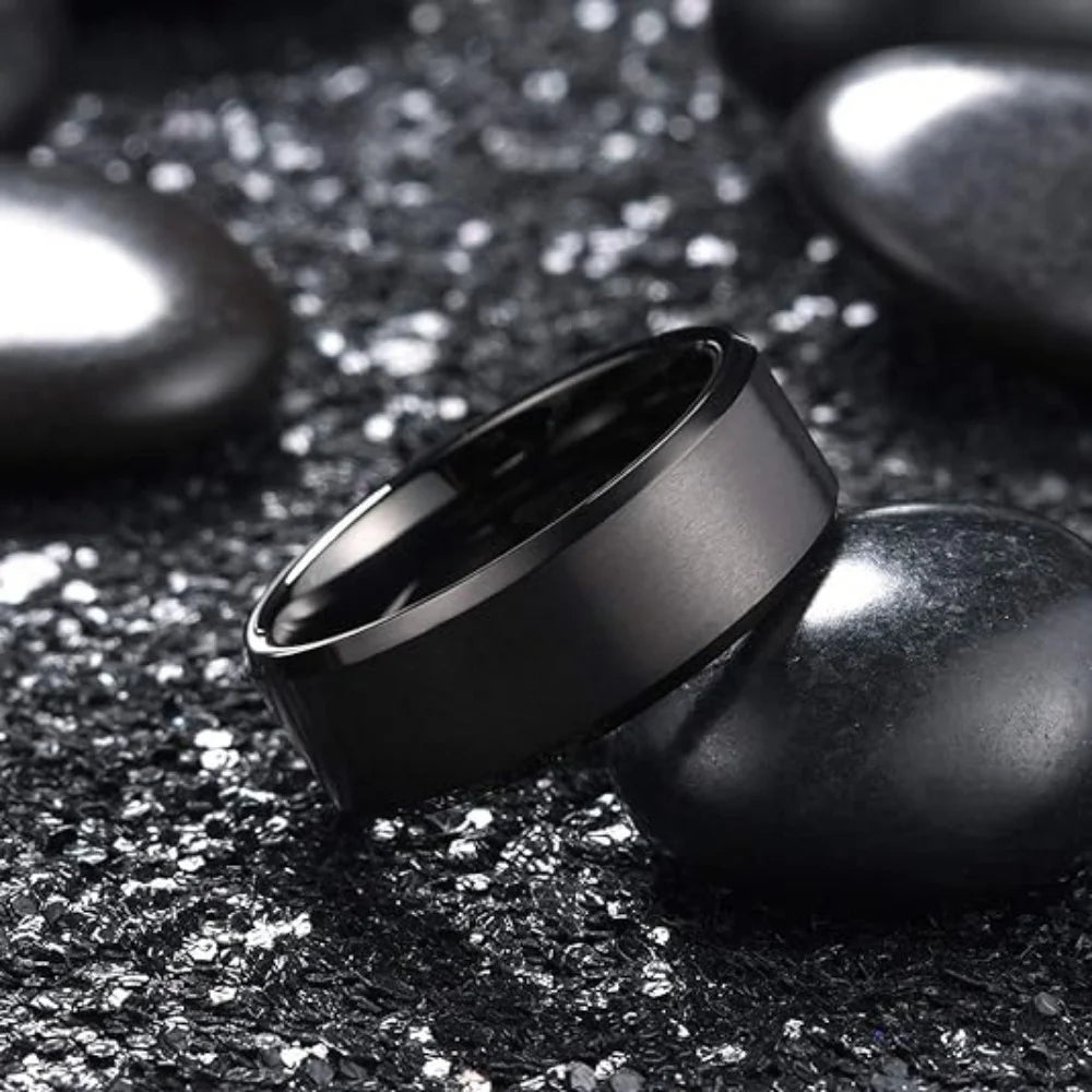 Durable Rings For Men 8Mm Black Stainless Steel Men'S Ring - Comfort Fit, Durable Perfect Fo ...