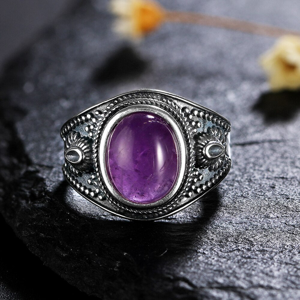 Nasiya Natural Amethyst Silver Jewelry Rings Men For Women Party Wedding Anniversary Engagement Gifts Fine Jewelry