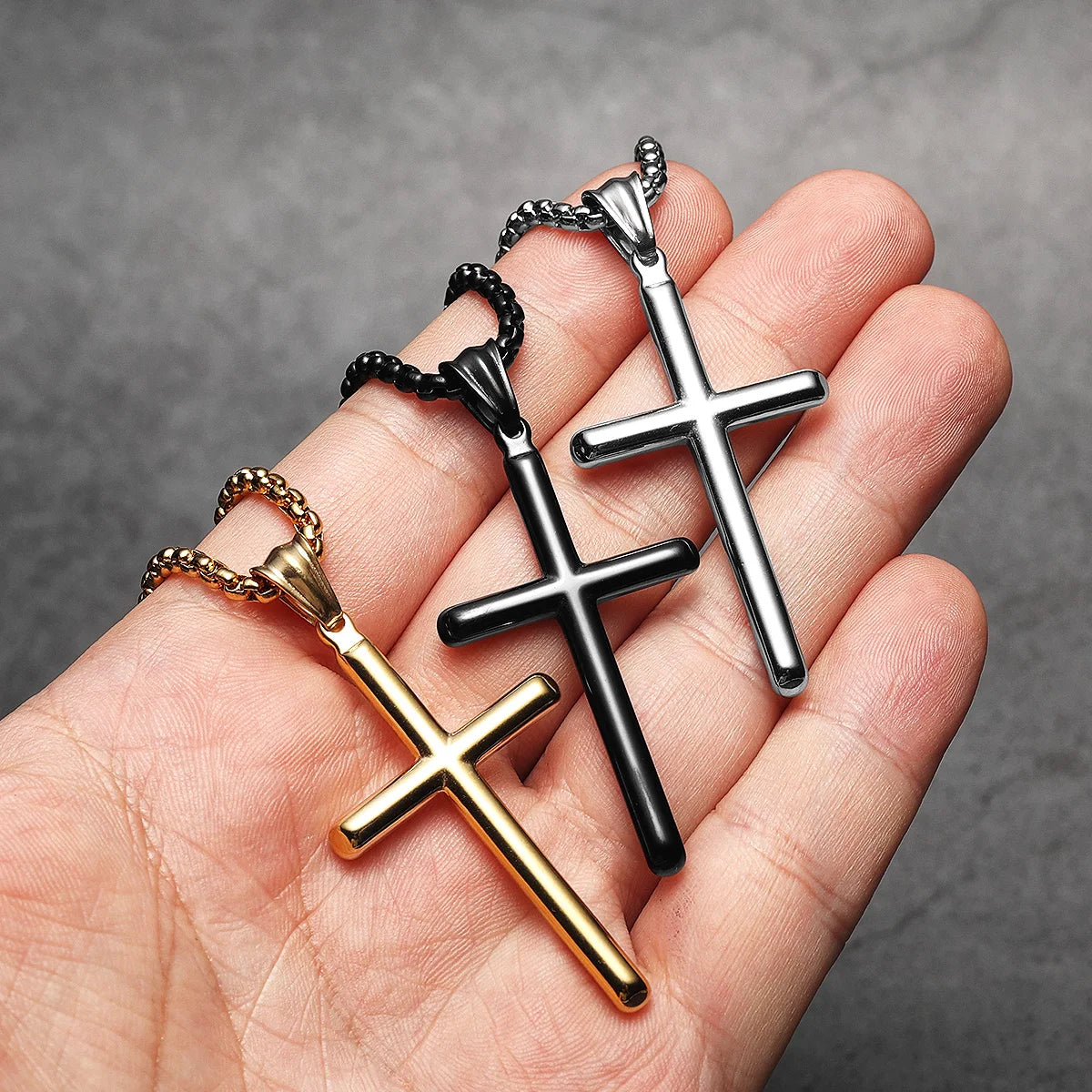 Simple Cross Amulet Stainless Steel Men Necklaces Pendant Chain Punk For Women Fashion Jewelry Gifts Wholesale Dropshiping