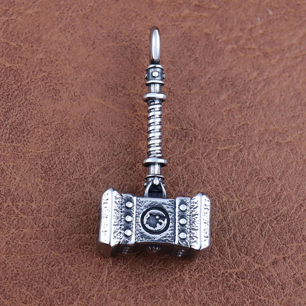 Vintage Nordic Warrior's Hammer Pendant Stainless Steel Viking Odin Warhammer Amulet Necklace Fashion Jewelry Gifts Dropshipping