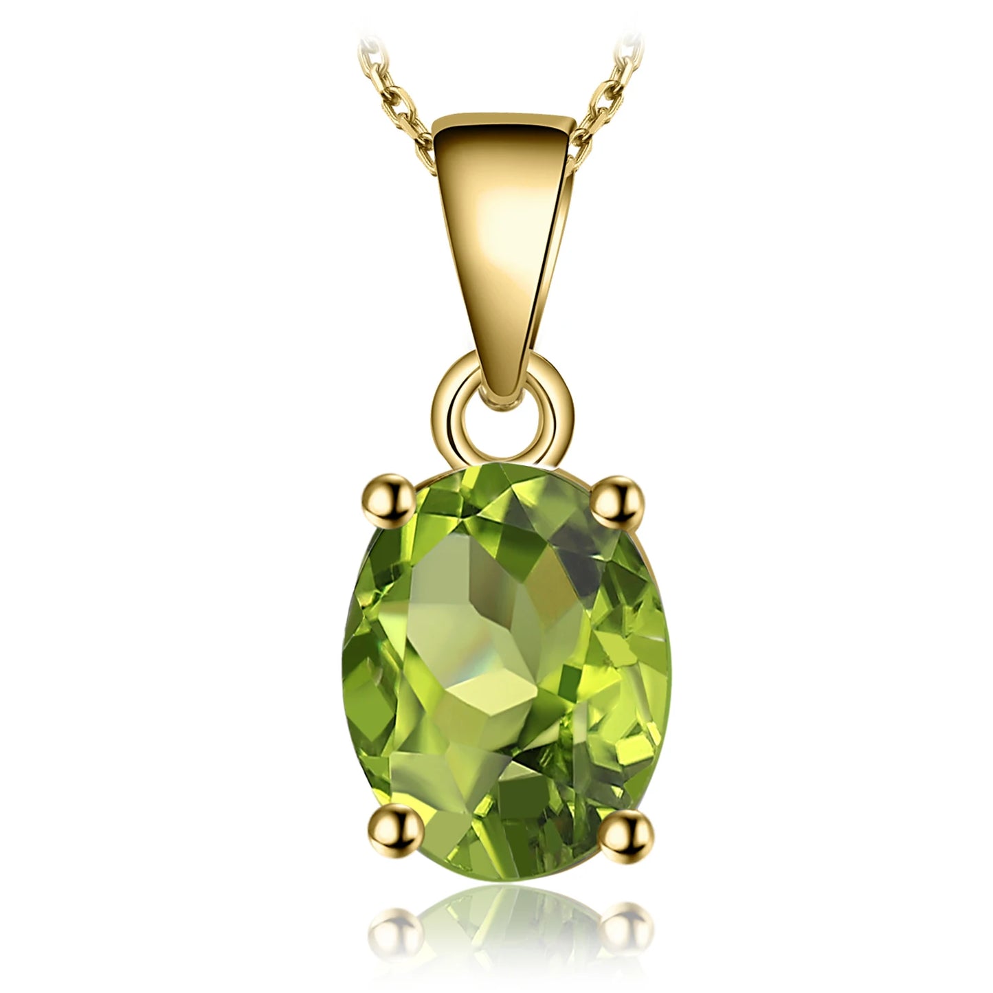 JewelryPalace 2.2ct Natural Green Peridot 925 Sterling Silver Pendant Necklace for Women No Chain Rose Gold Yellow Gold Plated