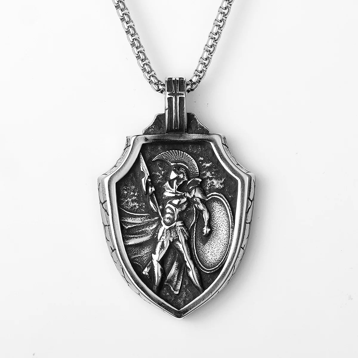 Spartan Warrior Shield Stainless Steel Men Necklaces Pendant Chain Punk Vintage Cool Things for Women Jewelry Gifts Wholesale