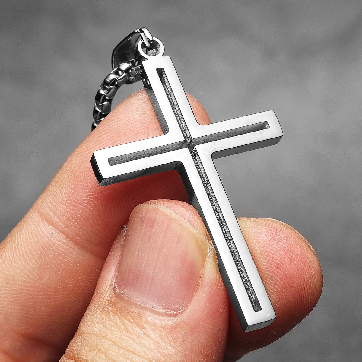 Hollow Cross Simple Amulet Stainless Steel Men Necklaces Pendant Chain Punk Women Fashion Jewelry Gifts Wholesale Dropshiping