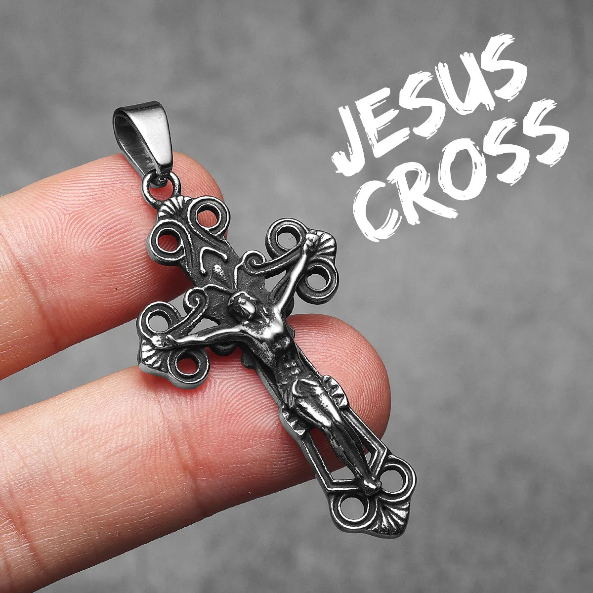 Jesus Cross Hollow Amulets Stainless Steel Men Necklaces Pendant Chain Punk For Women Fashion Jewelry Gift Wholesale Dropshiping