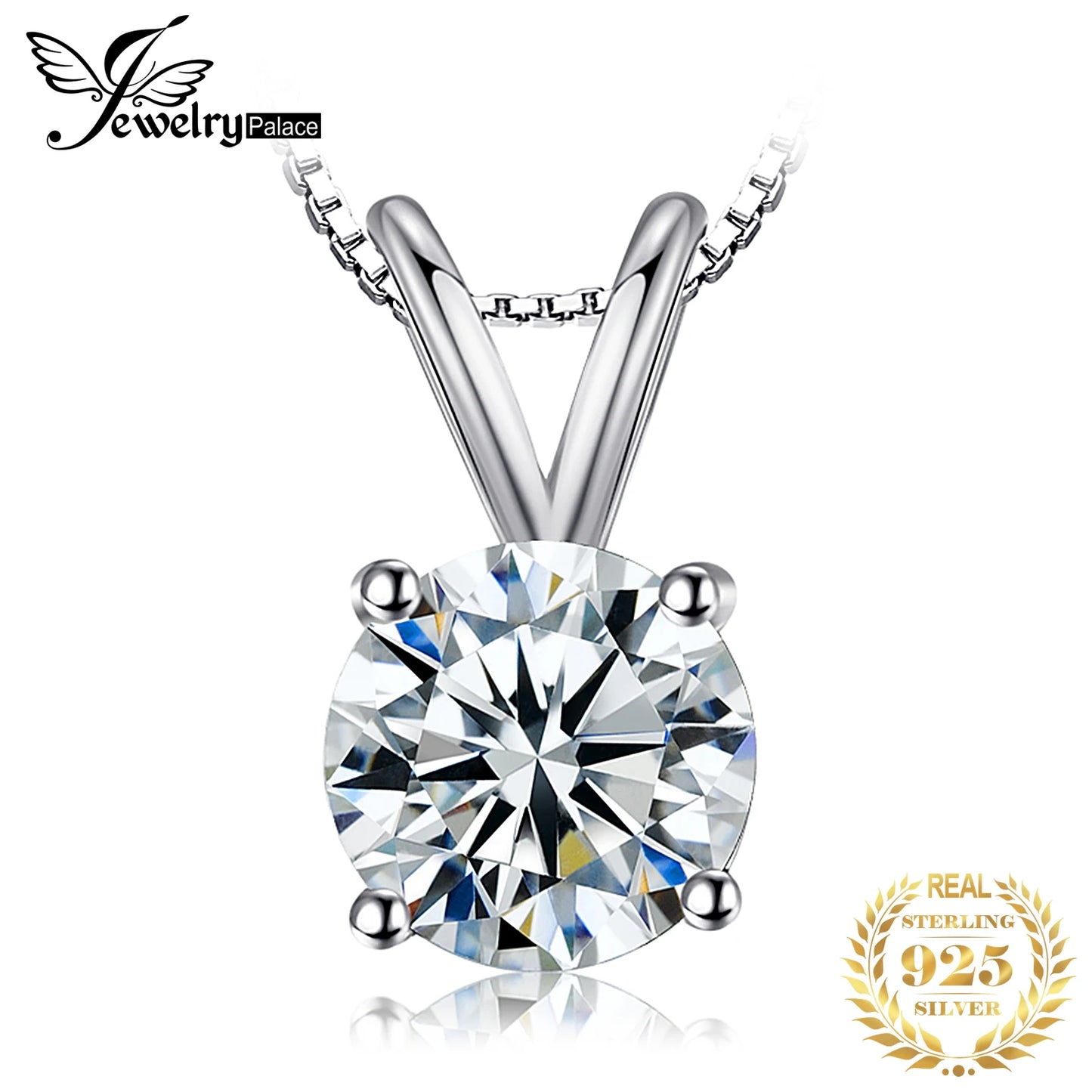 JewelryPalace Real 925 Sterling Silver 5A Cubic Zirconia Oval Round Emerald Princess Cut Pendant Necklace for Women No Chain