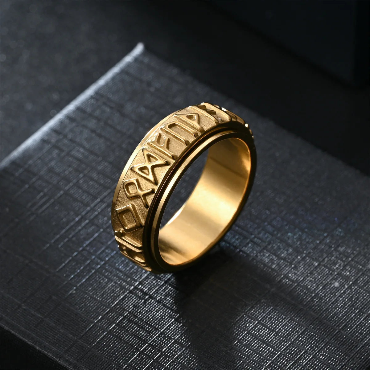 Vintage Odin Norse Viking Rune Rings For Men Women Viking Stainless Steel Spinner Fidgets Ring Retro Rock Party Jewelry Gift