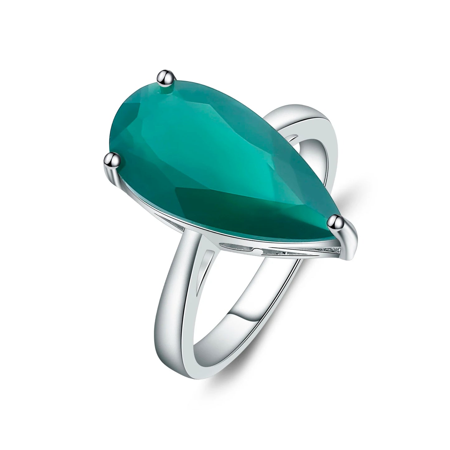 GEM'S BALLET 925 Sterling Silver Silver Handmade Ring 7.89Ct Natural Green Agate Daily Wear Ring Gift For Women Fine Jewelry 925 Sterling Silver Green Agate