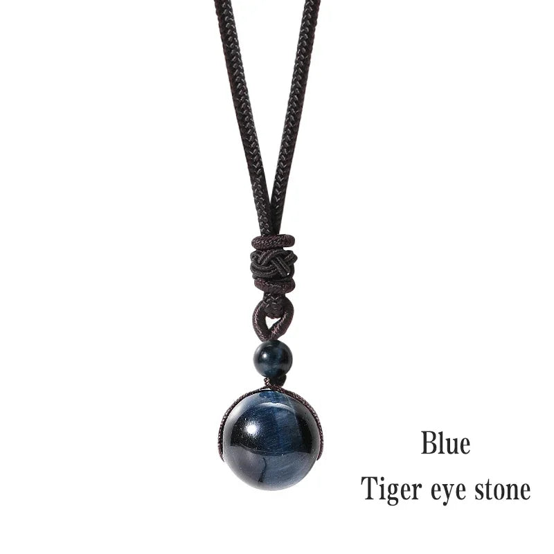 Healing Crystals Necklace Natural Tiger Eye Amethyst Lucky Blessing Protection Chakra Beads Stone Pendant for Women Men