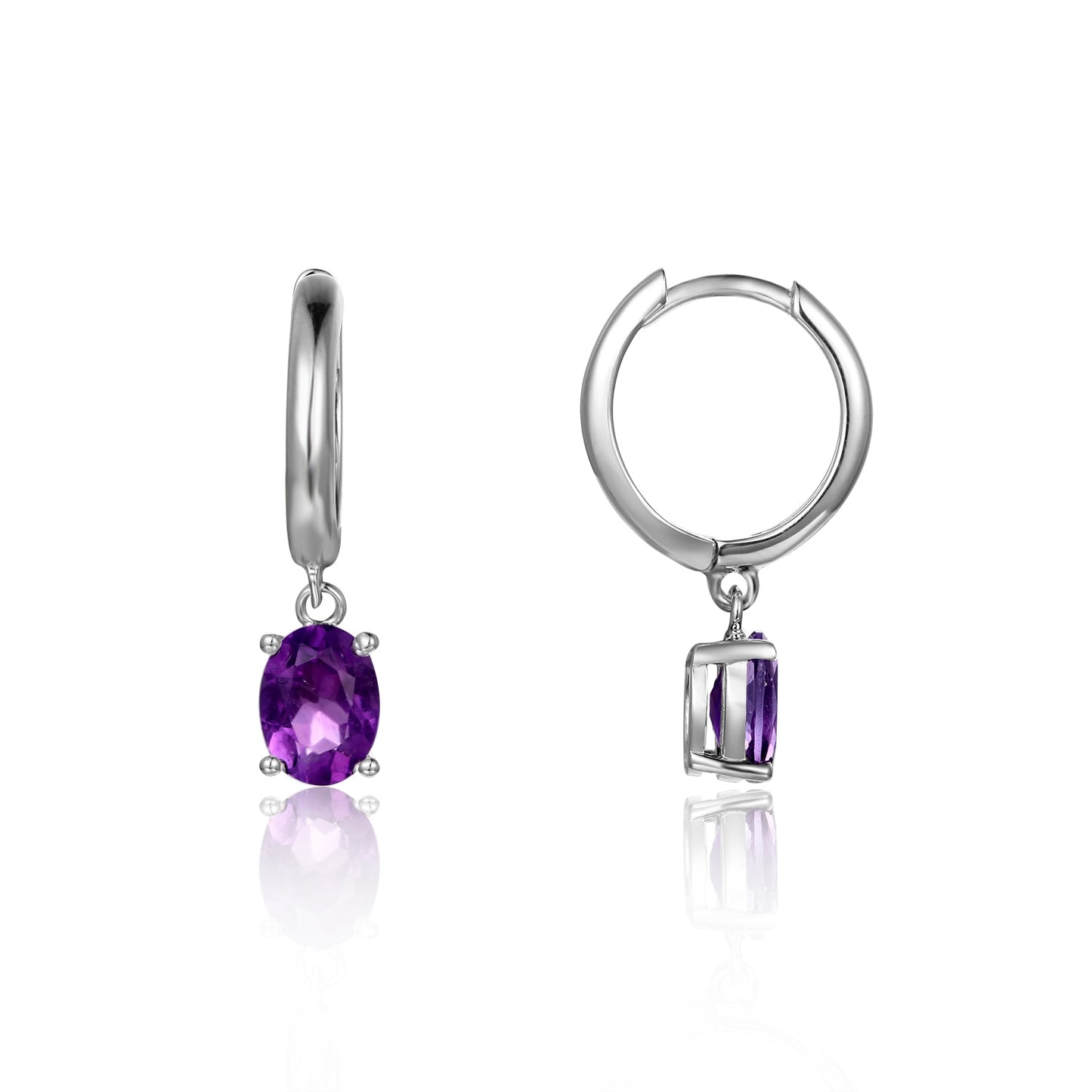 GEM&#39;S BALLET December Birthstone Jewelry 6x8mmOval Swiss Blue Topaz Gemstone Dangle Earrings in 925 Sterling Silver For Women Amethyst 925 Sterling Silver