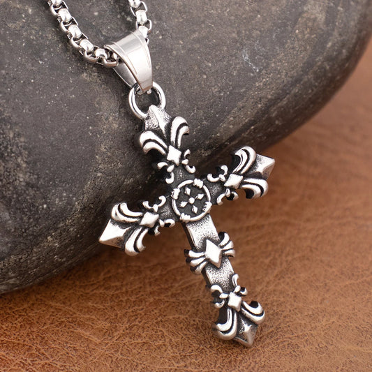 Vintage Charm Cross Pendant Chain for Men Gift Trendy Stainless Steel Women's Necklaces Popular Gothic Party Jewelry Accessories