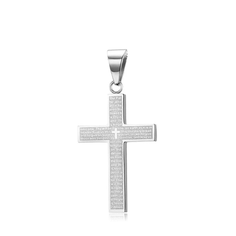 New Stylish Cross Necklace for Men Women Exquisite Stainless Steel Religious Cross Pendant Punk Biker Amulet Jewelry