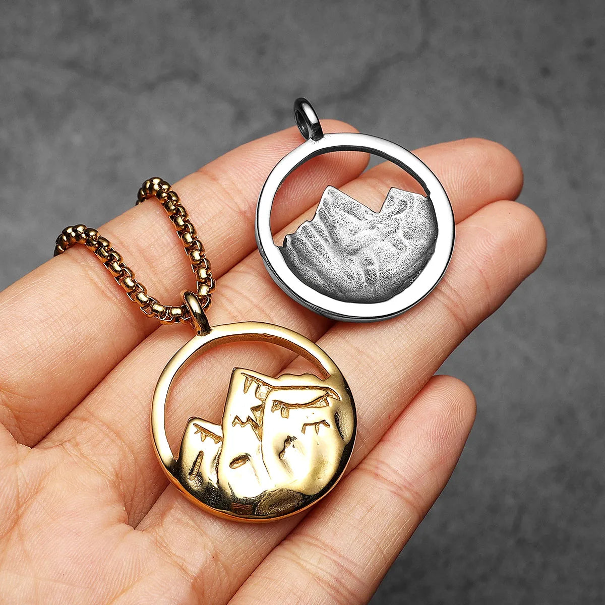 Snow Mountain Stainless Steel Men Necklace Pendant Chain Punk Simple For Women Fashion Jewelry Gifts Wholesale Dropshiping