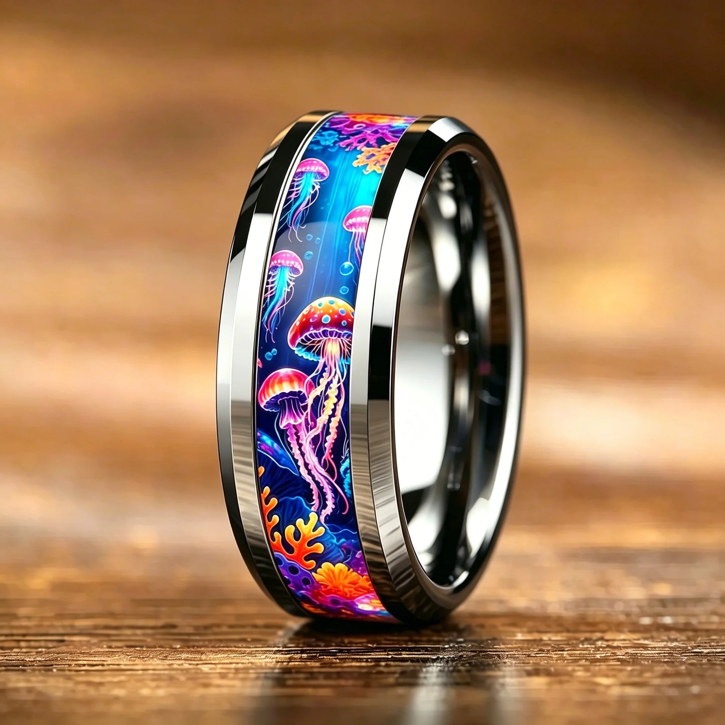 Cute Sweet Sea Starfish Jellyfish Rings Elegant Stainless Steel Rings For Women High Polished Wedding Band Jewelry Birthday Gift