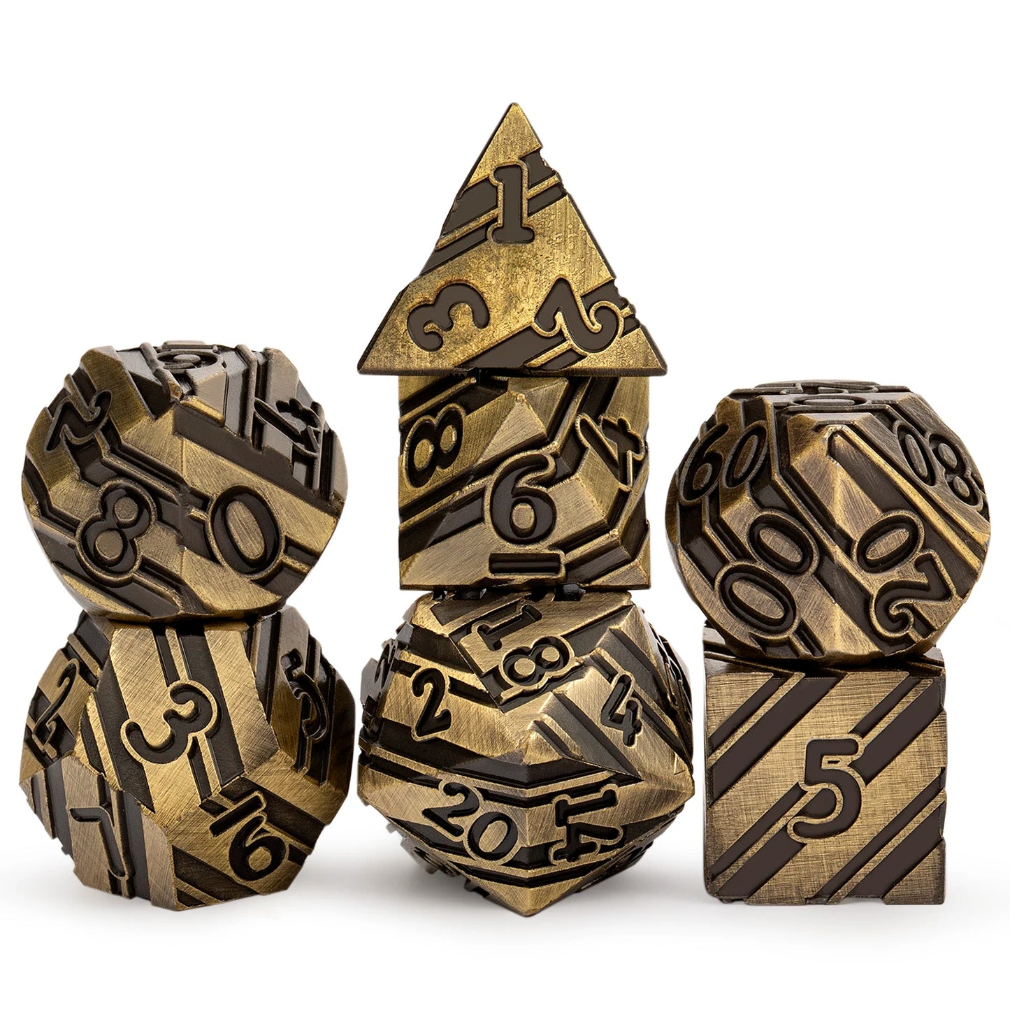 Stripe Metal Dice Set D&D,DNDND 7 PCS Zinc Alloy Metallic Dice Set with Great Package for Dungeons and Dragons DND and Talbletop