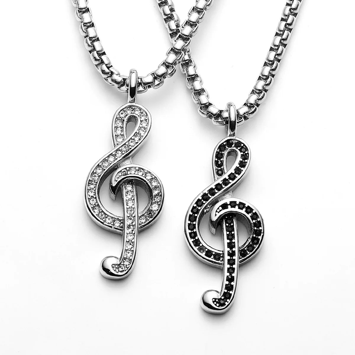 Music Symbol Gemstone Stainless Steel Men Necklaces Pendant Chain Punk For Women Fashion Jewelry Gifts Wholesale Dropshiping