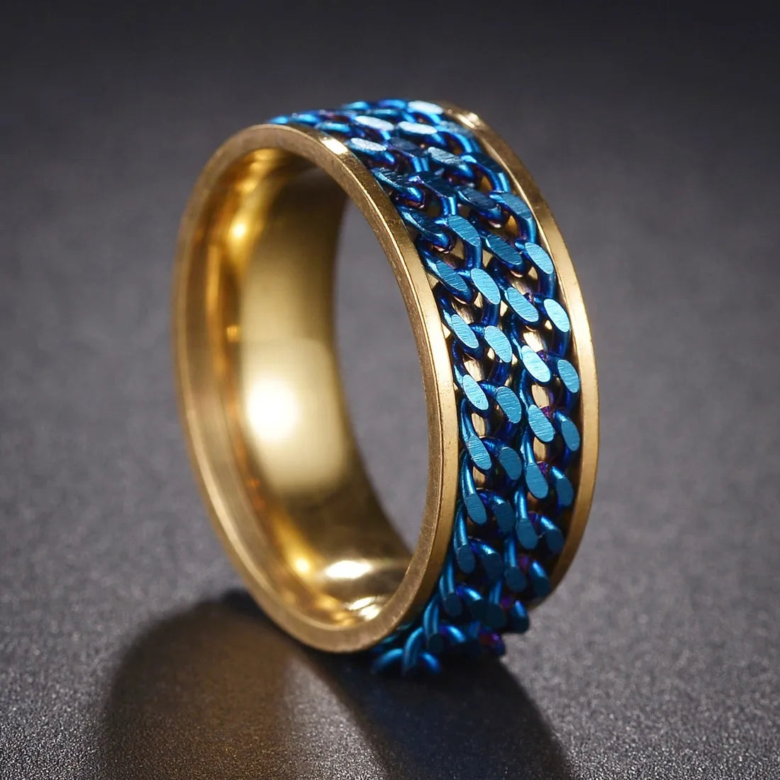 Fashion New 8mm Simple Men Ring Smooth Stainless Steel Blue Charms Rings Women's Couple Jewelry Gift Dropshipping