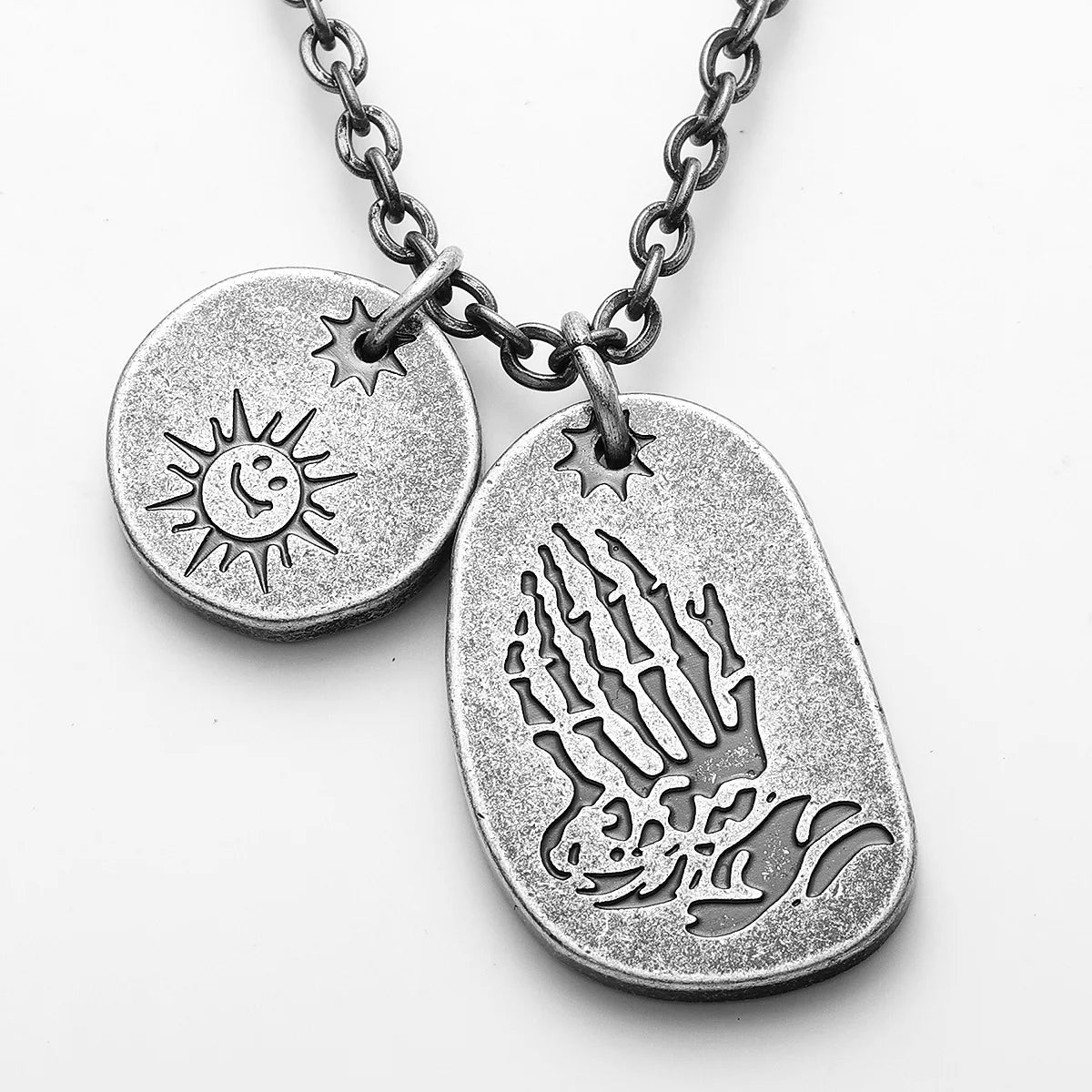 Retro Lightning Pray Tag Stainless Steel Men Necklaces Pendant Chain Punk for Women Fashion Jewelry Gifts Wholesale Dropshiping