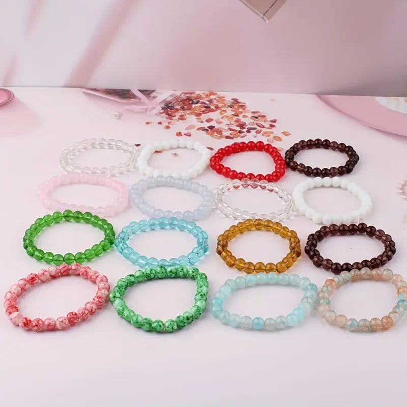 5-piece set 6-piece set 10-piece random color set natural crystal bead bracelet men's and women's elastic bracelet