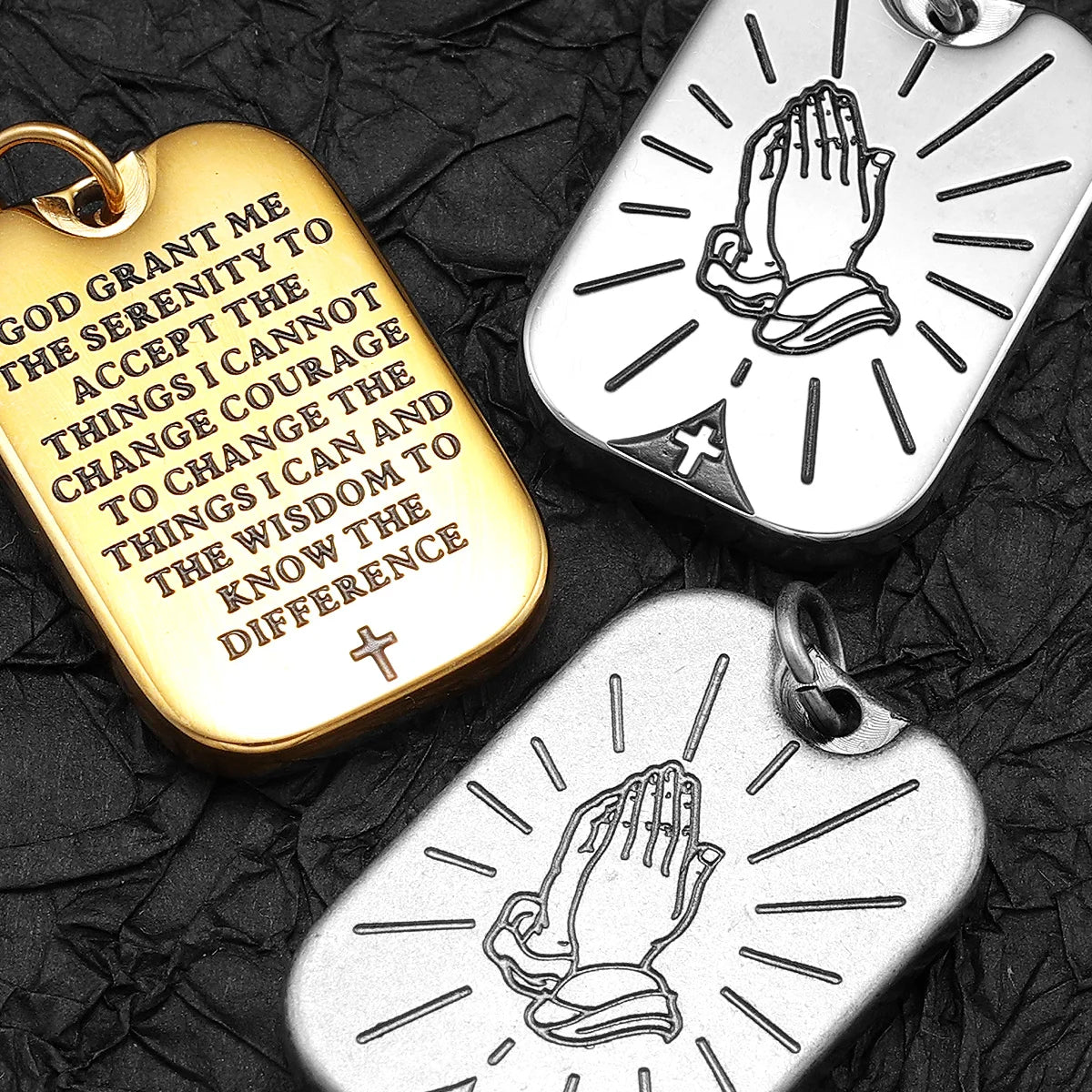 Paryer Hands Stainless Steel Men Necklaces Pendant Chain Cross Amulet Vintage New In For Women Fashion Jewelry Gifts Wholesale