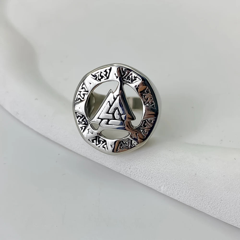 eManco Vintage Triangle Geometric Skeleton Ring Stainless Steel Fashion Men's Rings Punk Band Party  Jewelry 48 Hour Shipping