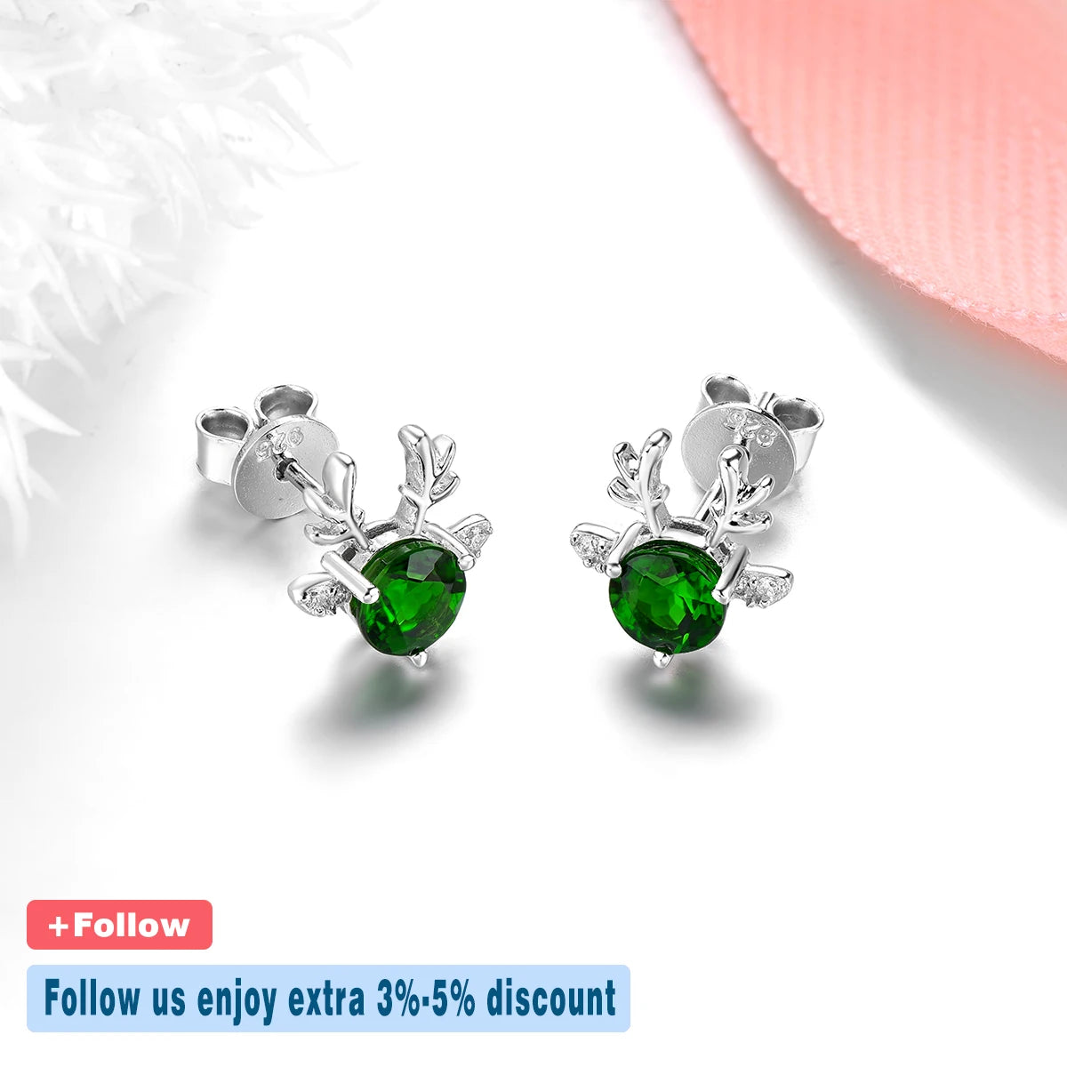 Natural Chrome Diopside Sterling Silver Stud Earring Lovely Christmas Style Fine Jewelrys 1.2 Carats Genuine Gemstone S925