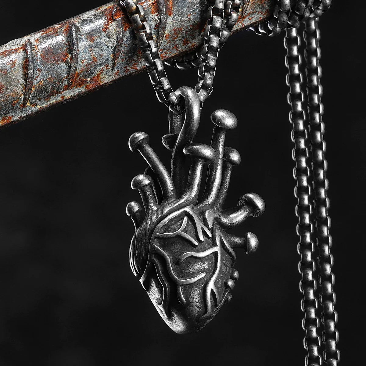 Retro Heart Model Stainless Steel Men Necklaces Pendant Chain Punk For Women Fashion Jewelry Gifts Wholesale Dropshiping