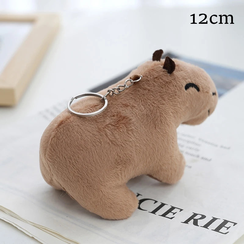 Cute Capybara Plush Toy Key Chain 12cm Stuffed Animals Keychain Bag Key Ring Pendant Car Key Accessories Dark 12cm