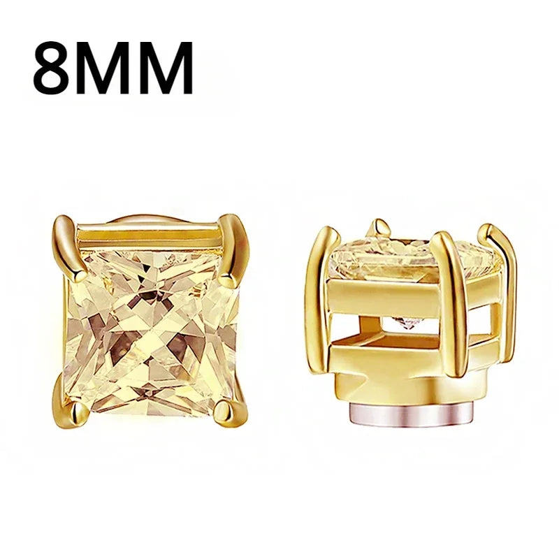 1Pairs Crystal Strong Magnetic Ear Stud Clip Earrings for Men and Women Punk Round Zircon Magnet Earrings Non Piercing Jewelry