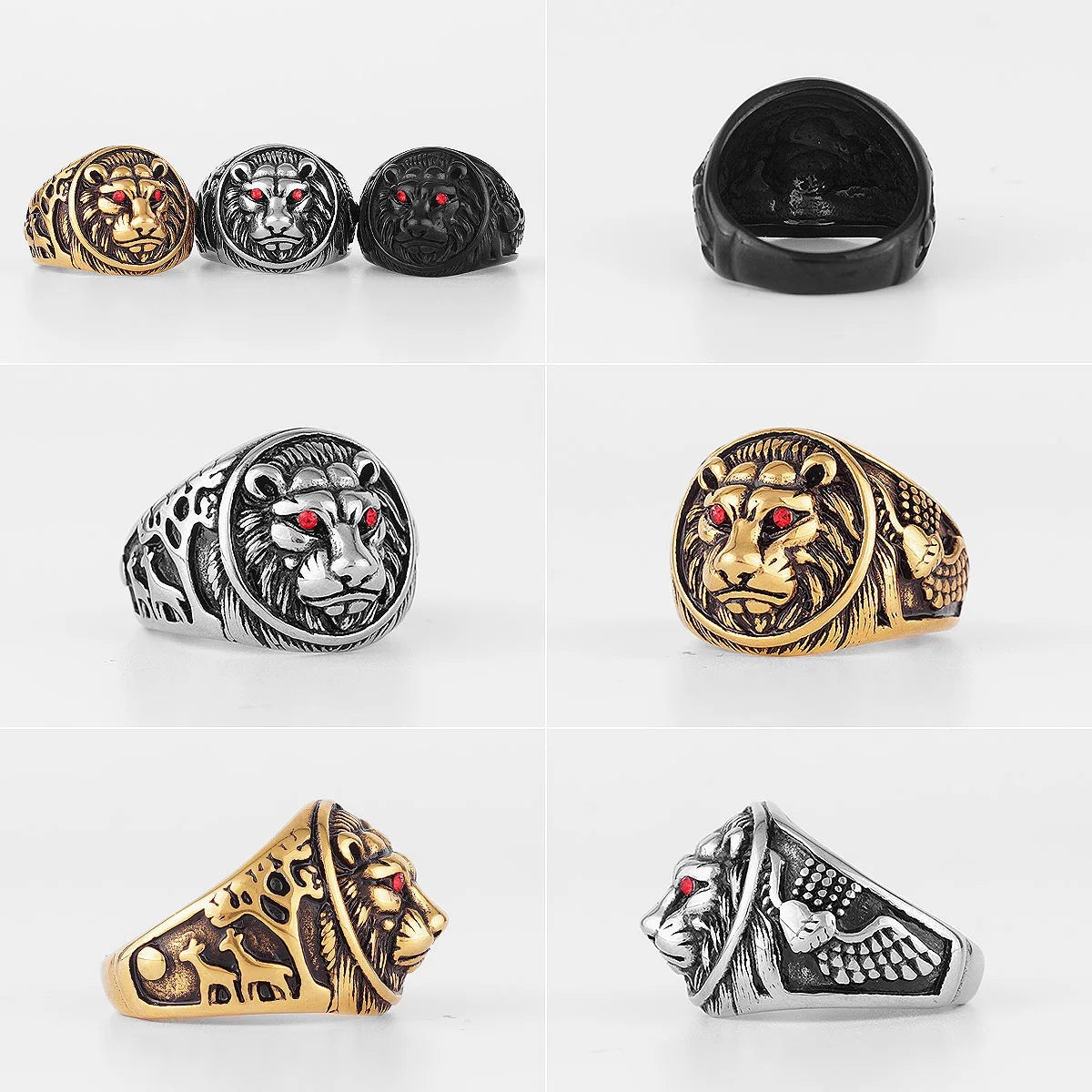 Leopard Ring Stainless Steel Men Jaguar Rings Wild Animal Punk Rock for Male Party Jewelry Halloween Accessories