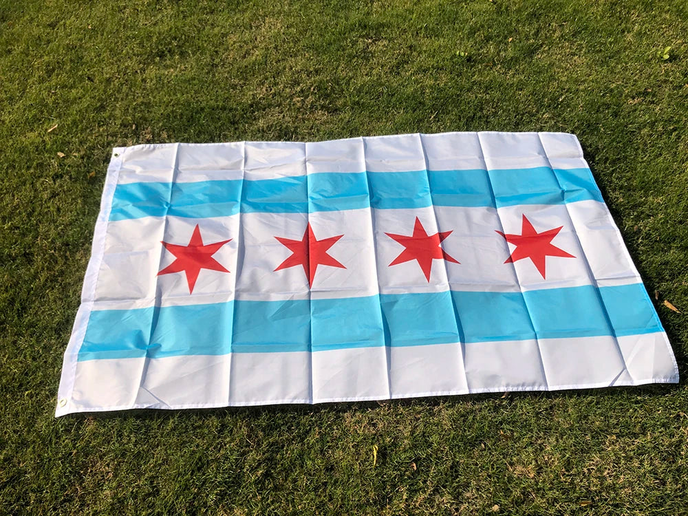 SKY FLAG Chicago Flag 90x150cm USA State Flag for Home Decoration Polyester Hanging Banner